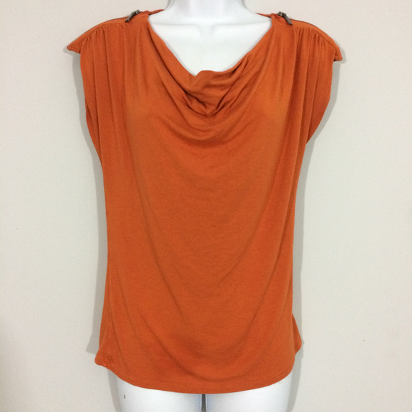 Michael Kors Tops - Michael Kors XS Orange Sleeveless Shoulder Zip Top